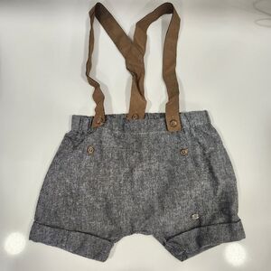 Gray Shorts with Brown Suspenders bebe 12m